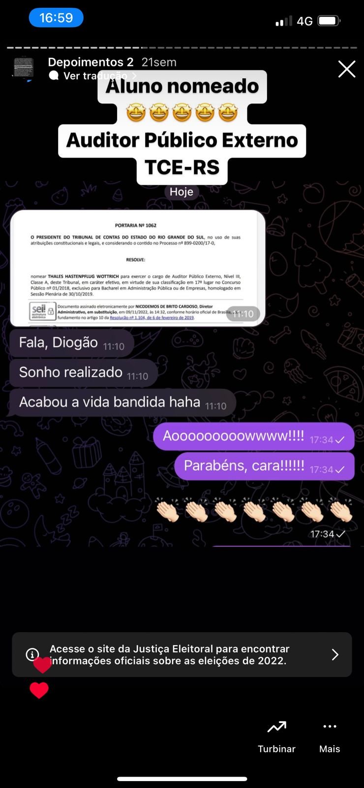 Depoimento de aluno 1