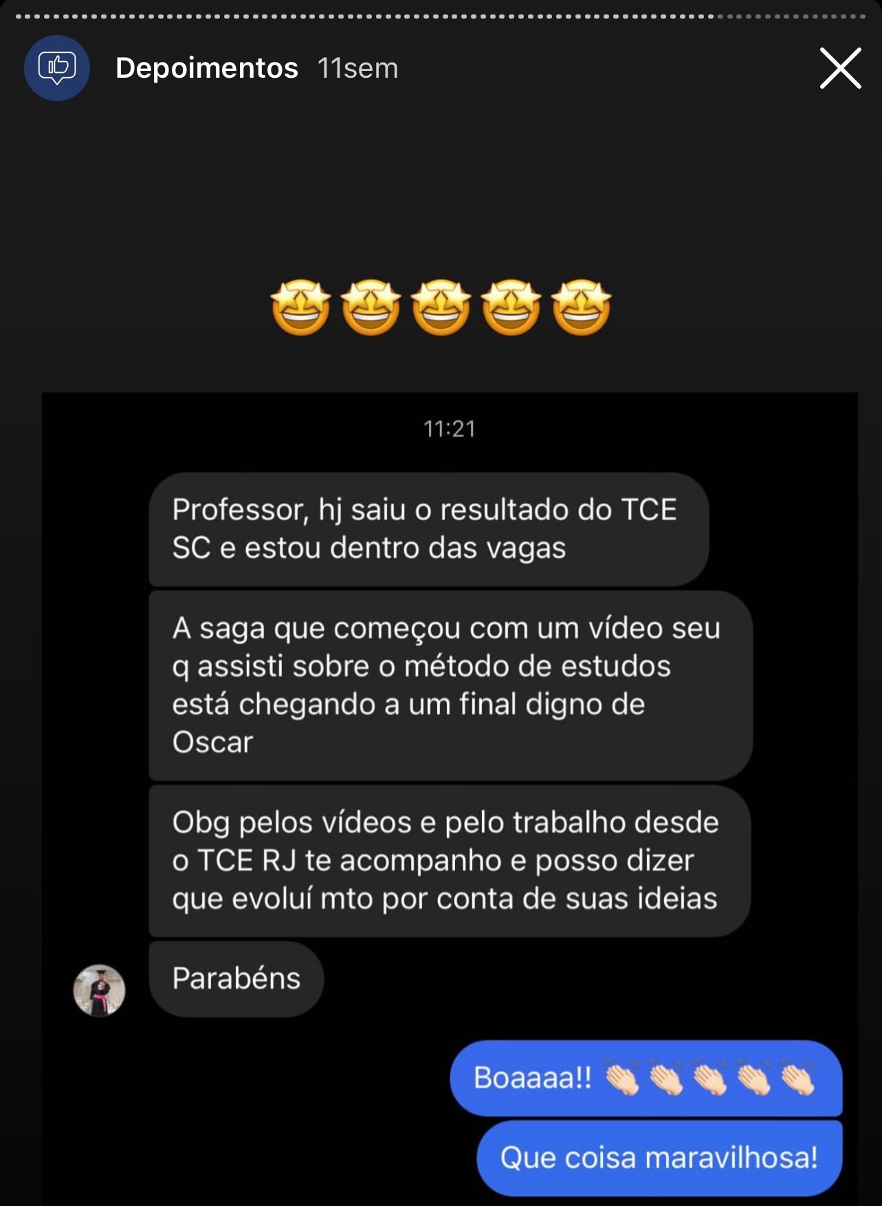 Depoimento de aluno 18